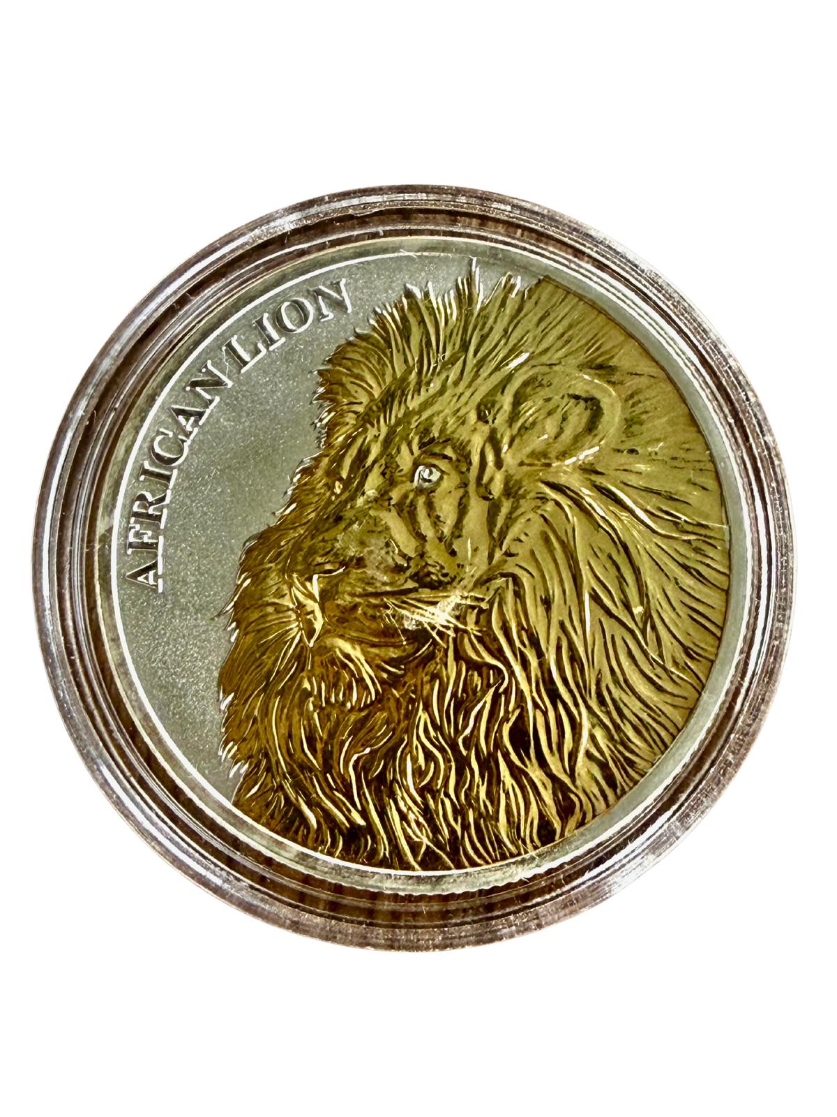 1 Oz Silbermünze "African Lion Tschad gilded" 2018