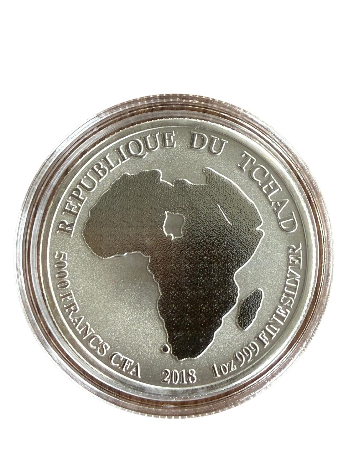1 Oz Silbermünze "African Lion Tschad gilded" 2018