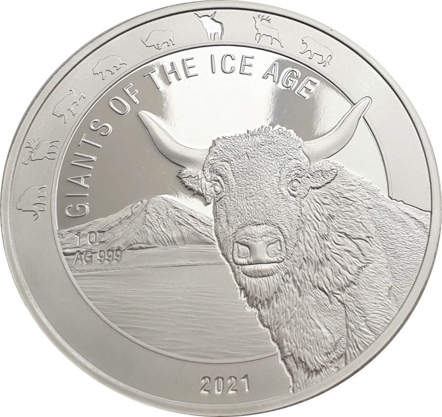 1 Oz Silbermünze "Giants of the Ice Age" Auerochse 2021
