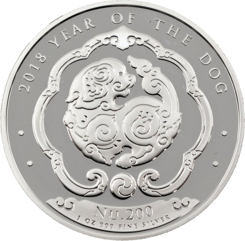 1 Oz Silbermünze "Bhutan Lunar Serie" Hund 2018