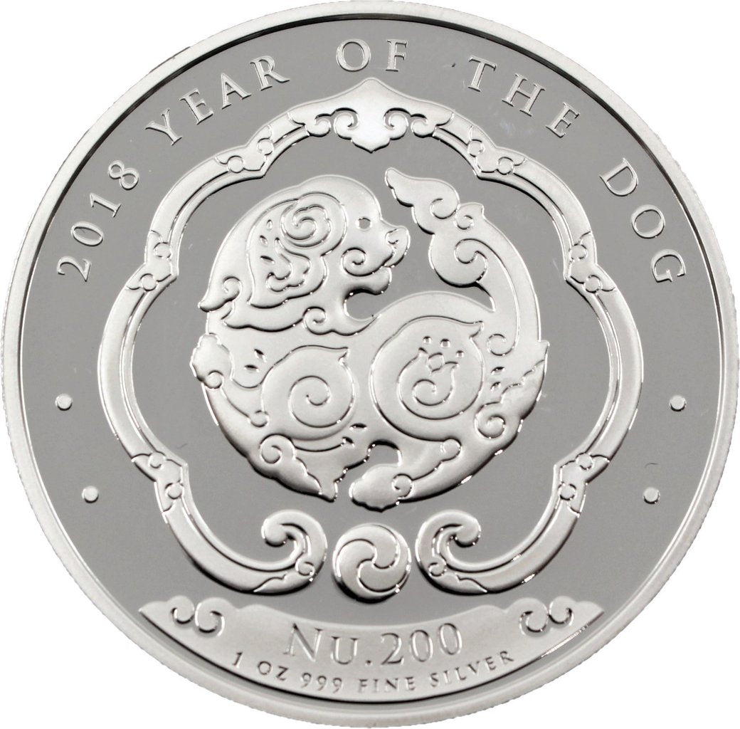 1 Oz Silbermünze "Bhutan Lunar Serie" Hund 2018