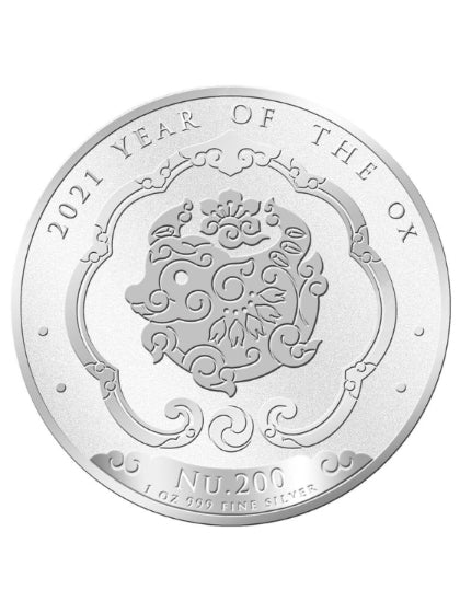 1 Oz Silbermünze "Bhutan Lunar Serie" Ox / Ochse 2021