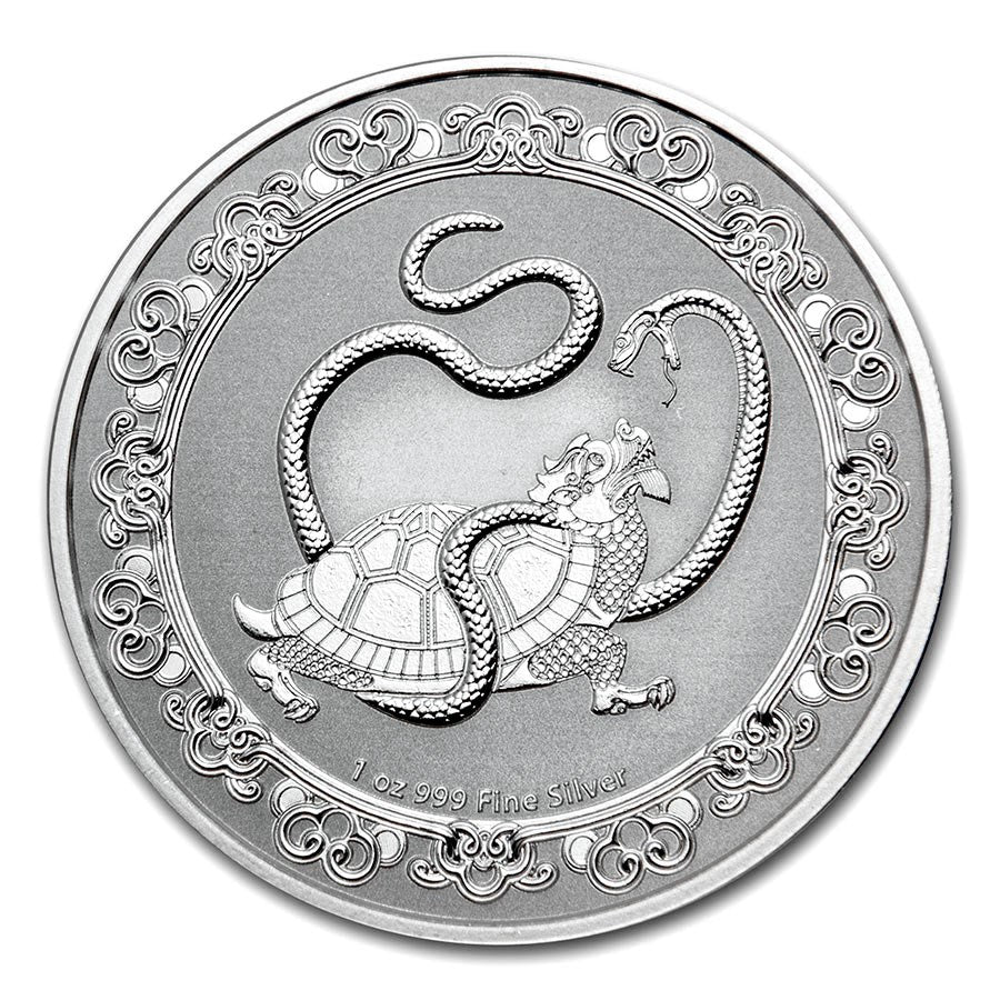 1 Oz Silbermünze "Celestial Animals" Schildkröte (Black Turtle) 2021