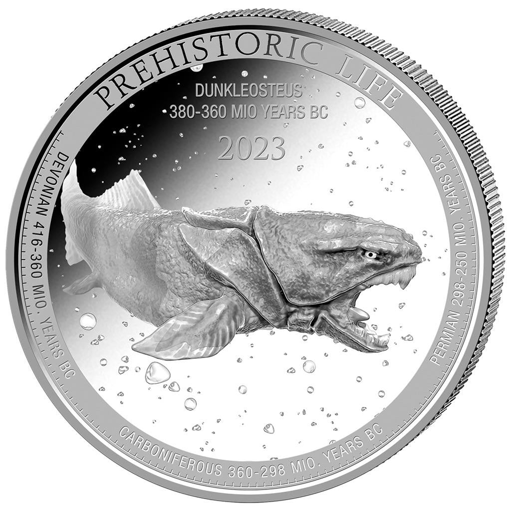 1 Oz Silbermünze "Prehistoric Life" Dunkleosteus 2023
