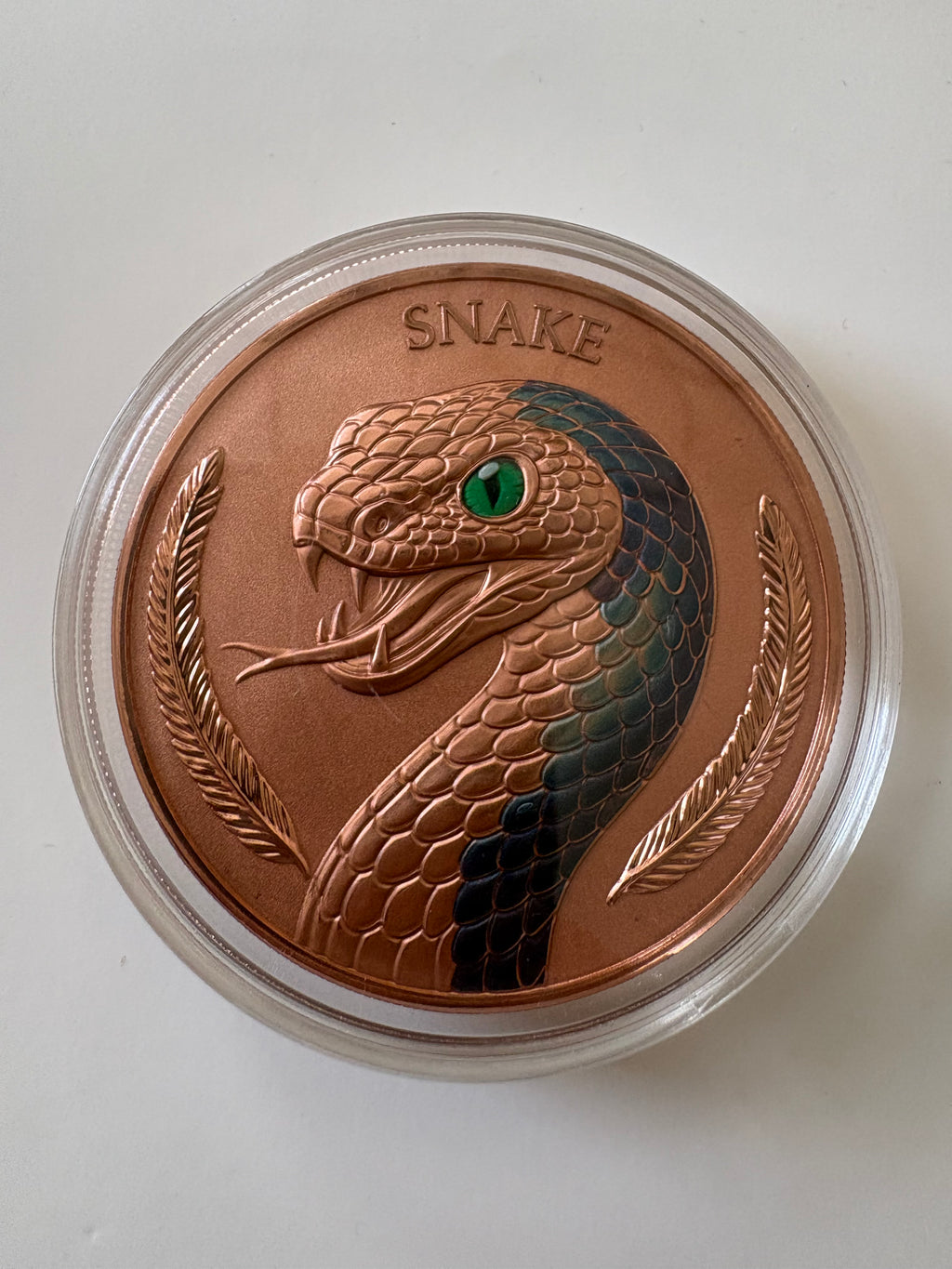 5 Oz Kupfermünze Schlangenkopf coloriert