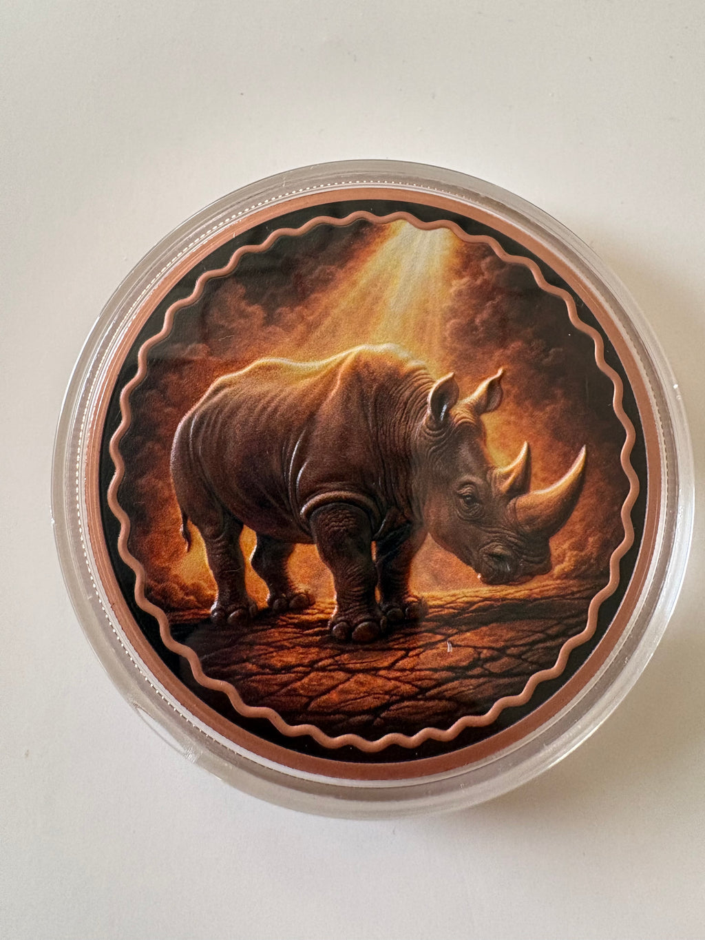 5 Oz Kupfermünze  Nashorn coloriert