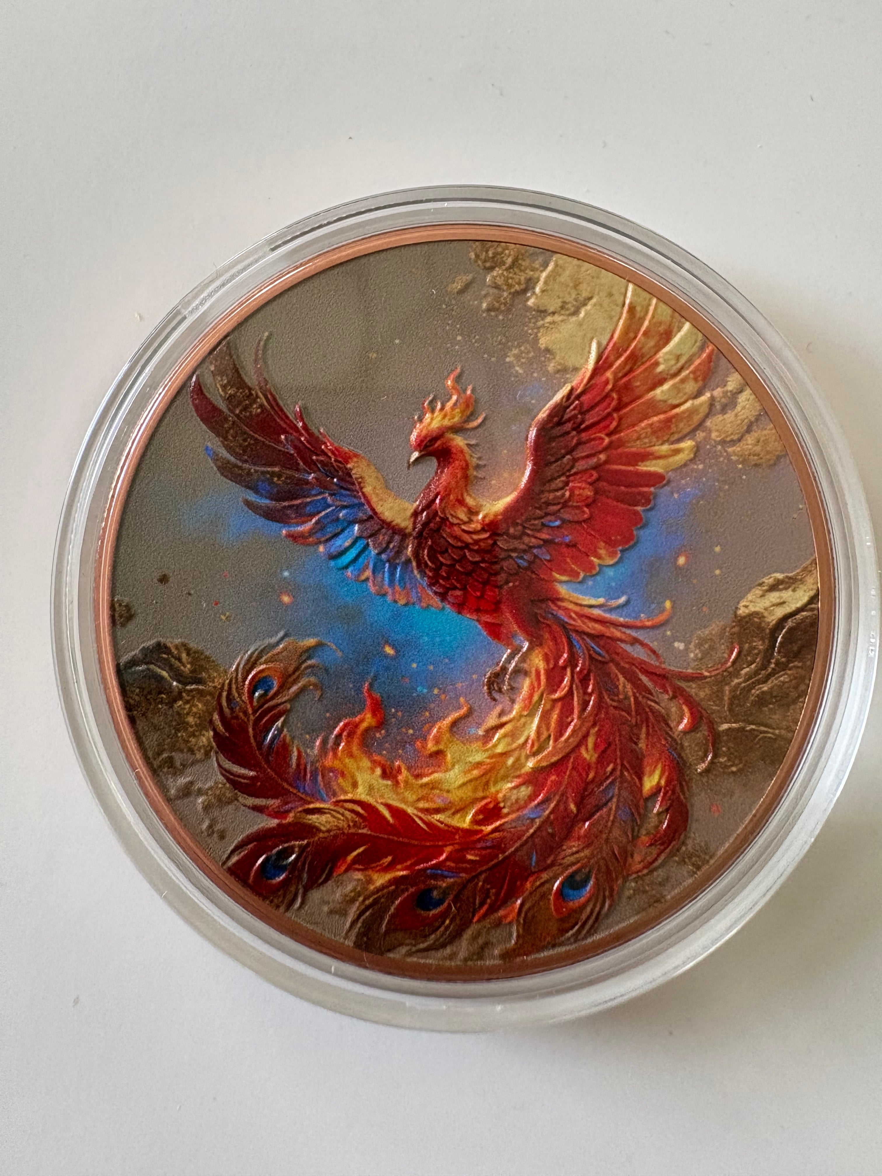5 Oz Kupfermünze  Phönix coloriert