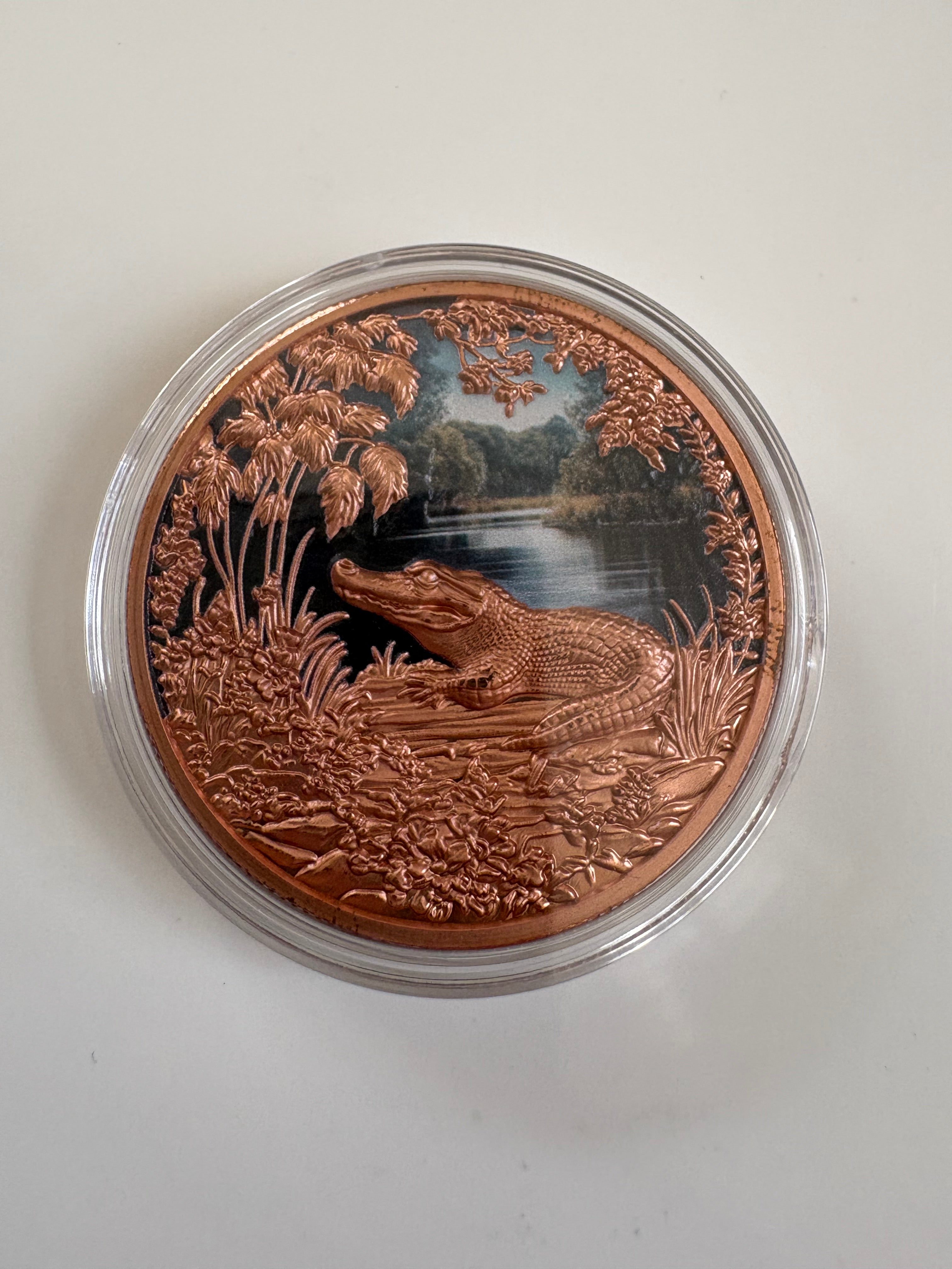 1 Oz Kupfermünze Krokodil coloriert