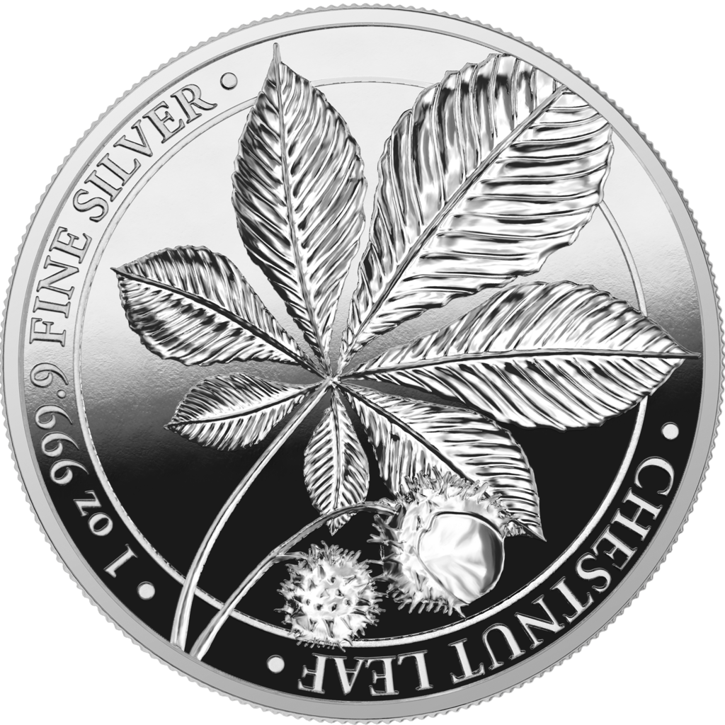 1 Oz Silbermünze "Chestnut Leaf" Mysthical Forrest Kastanienblatt 2021
