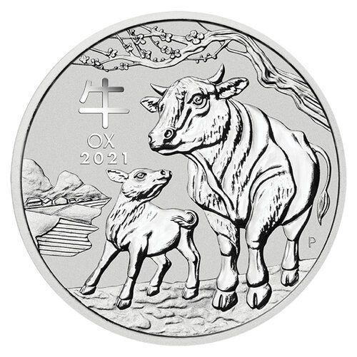 1 OZ Silbermünze "Lunar Serie III" Ochse 2021
