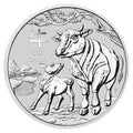1 OZ Silbermünze "Lunar Serie III" Ochse 2021