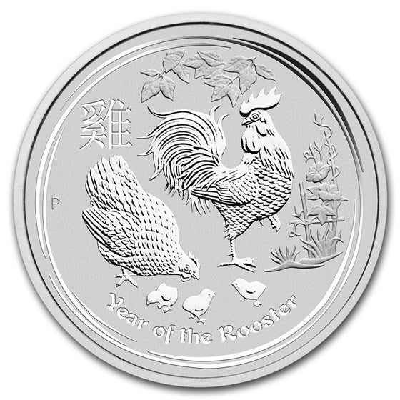 2 Oz Silbermünze "Lunar II " Hahn 2017