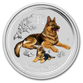 1 Oz Silbermünze "Lunar Serie II" Hund 2018 coloriert