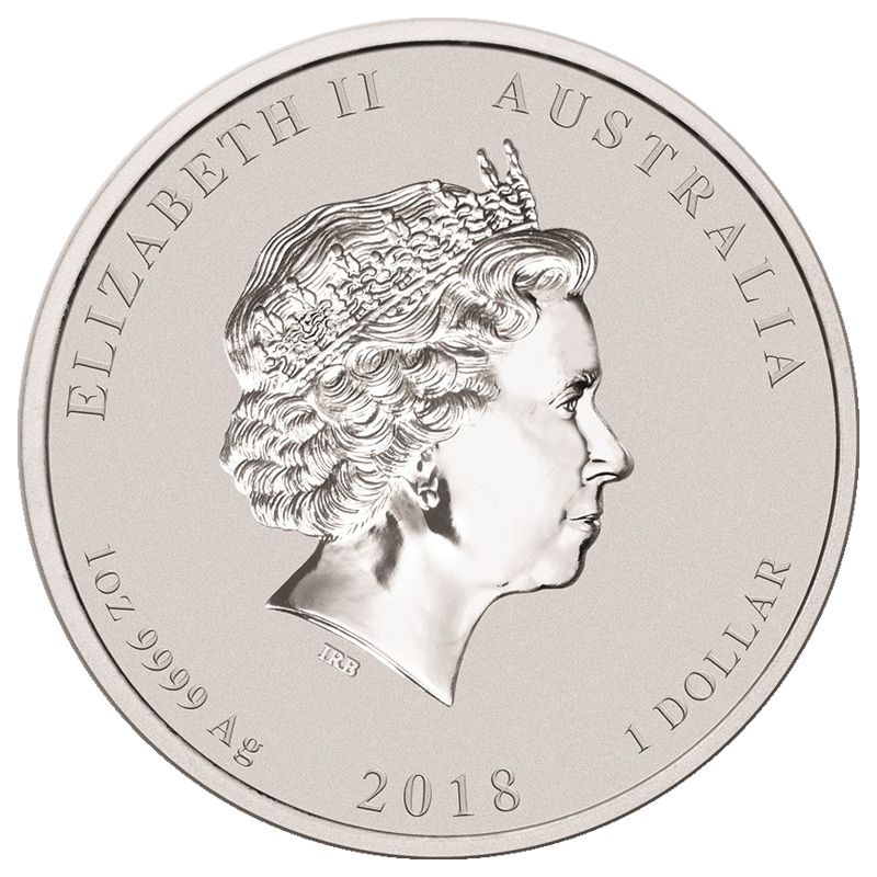 1 Oz Silbermünze "Lunar Serie II" Hund 2018 coloriert
