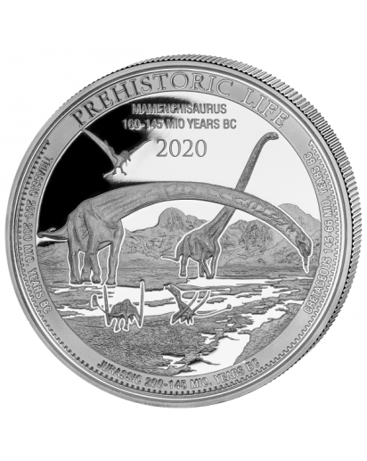 1 Oz Silbermünze "Prehistoric Life" Mamenchisaurus 2020