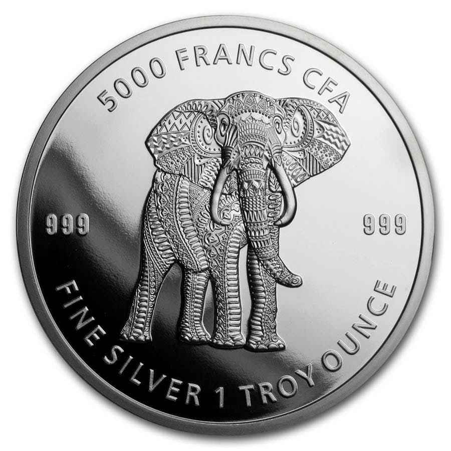 1 Oz Silbermünze "Mandala Tschad" Elefant 2019