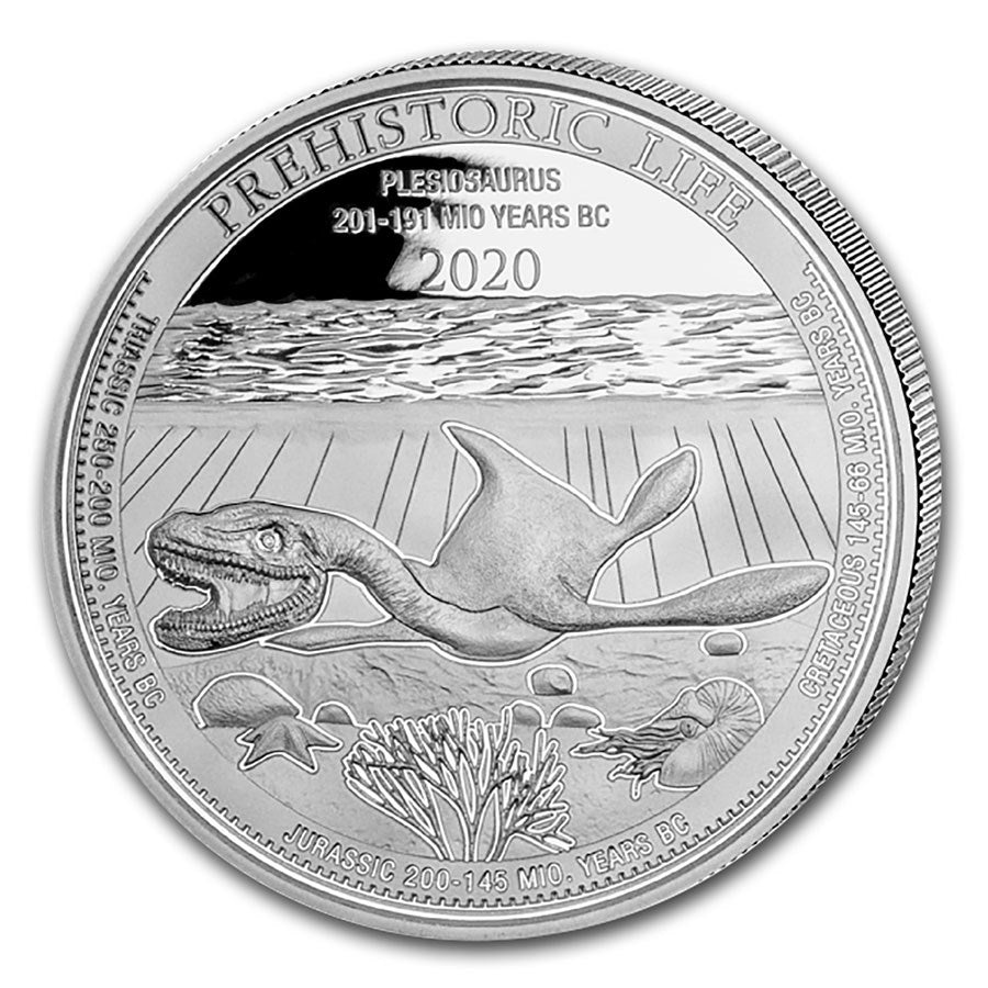 1 Oz Silbermünze "Prehistoric Life" Plesiosaurus 2020