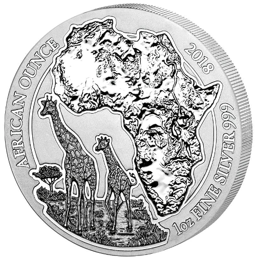 1 Oz Silbermünze "Ruanda African Ounce" Giraffe 2018