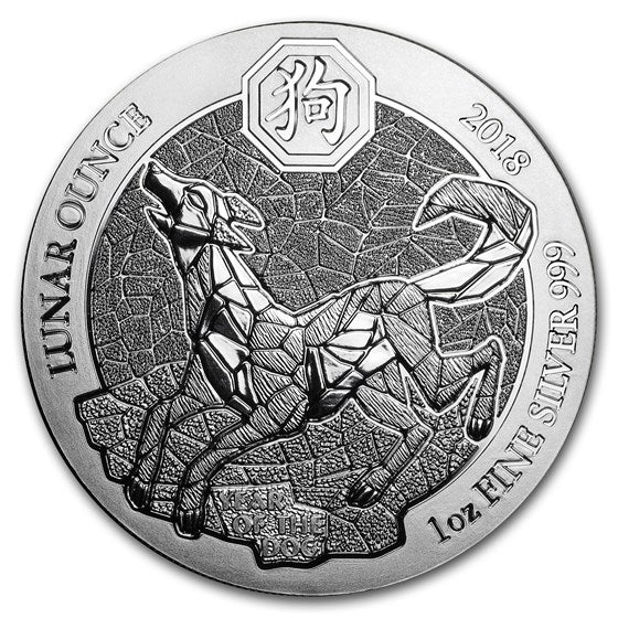 1 Oz Silbermünze "Ruanda Lunar Serie" Hund 2018