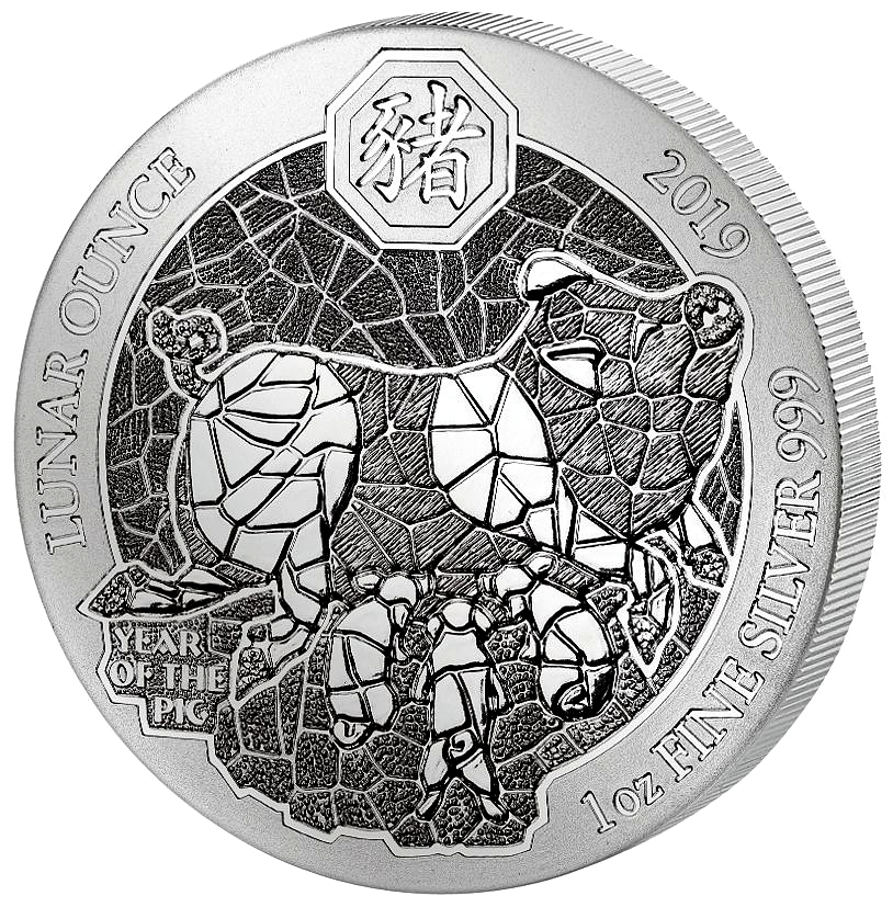 1 Oz Silbermünze "Ruanda Lunar Serie" Schwein 2019