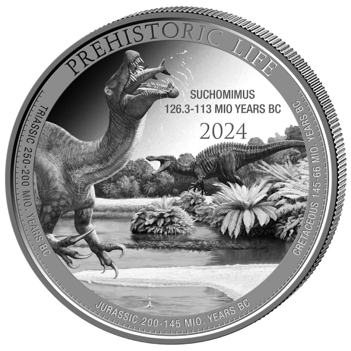 1 Oz Silbermünze "Prehistoric Life" Suchomimus 2024