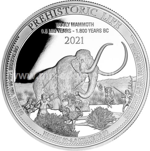 1 Oz Silbermünze "Prehistoric Life" Wollmammut 2021